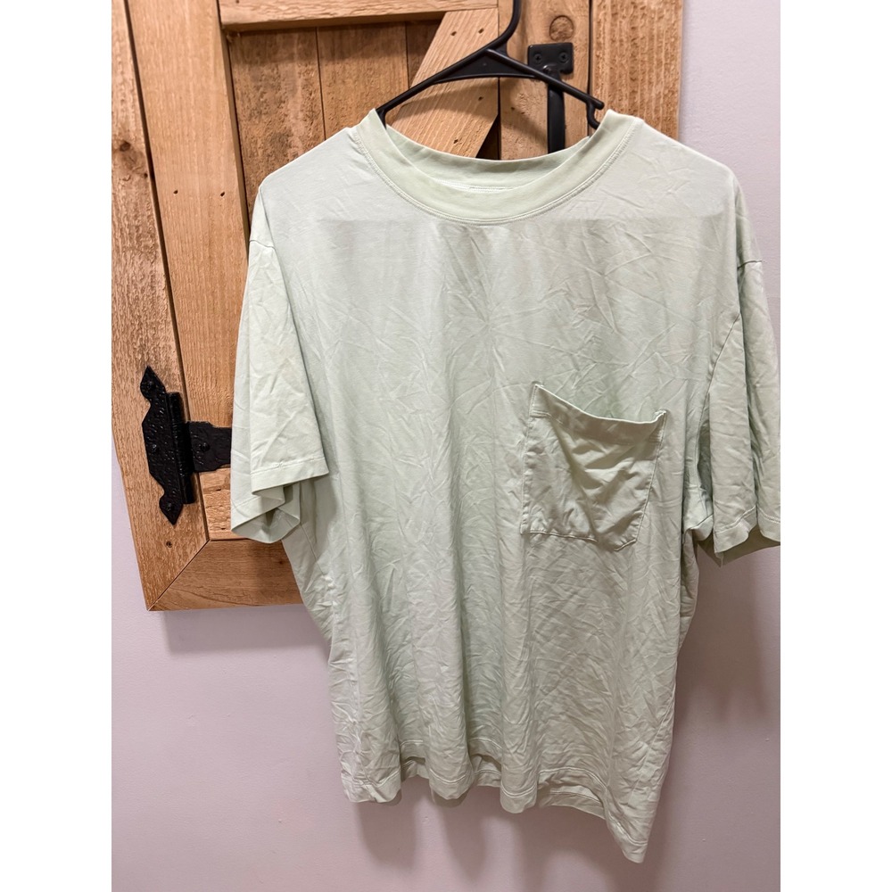 Lululemon Mens Short Sleeve Pocket T-Shirt Mint Green Crew Neck Tee #54